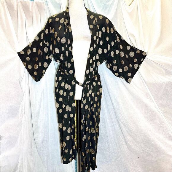 Tu-Ahn Brocade Embroidered Longevity Kimono Robe Sz M - Picture 1 of 7